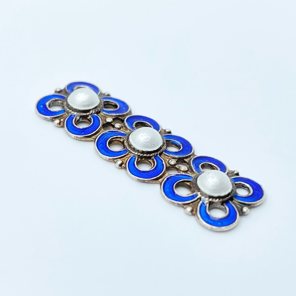 David Andersen Norway Sterling Silver Blue Enamel Bracelet Link Replacement - Picture 2 of 5